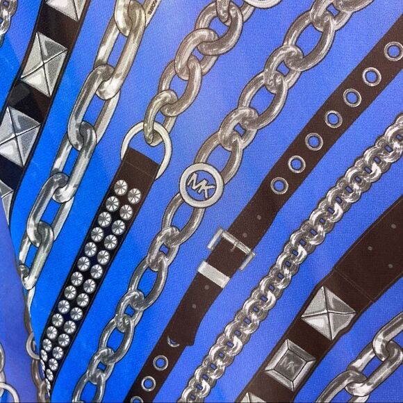 Michael Kors Chain Print Poncho Top MICHAEL Michael Kors blue and black - Picture 7 of 11